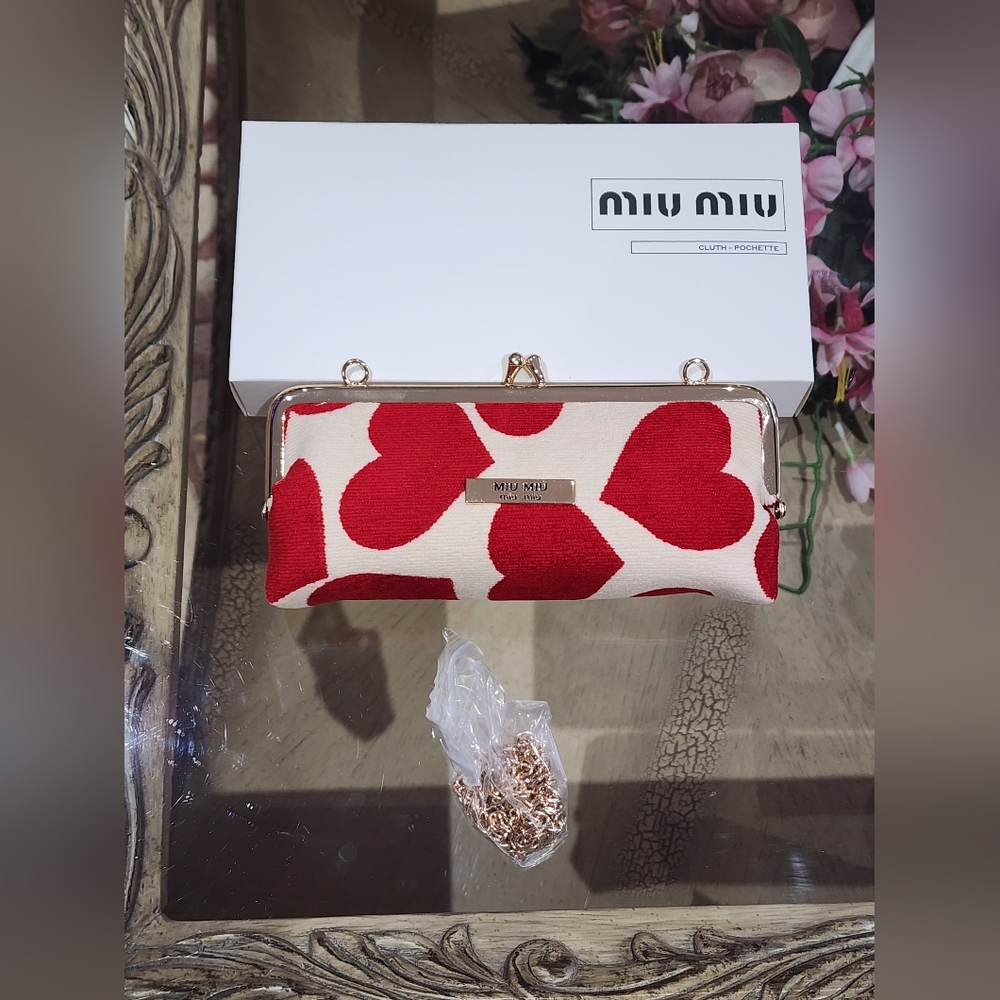 Miu Miu Red Heart Clutch